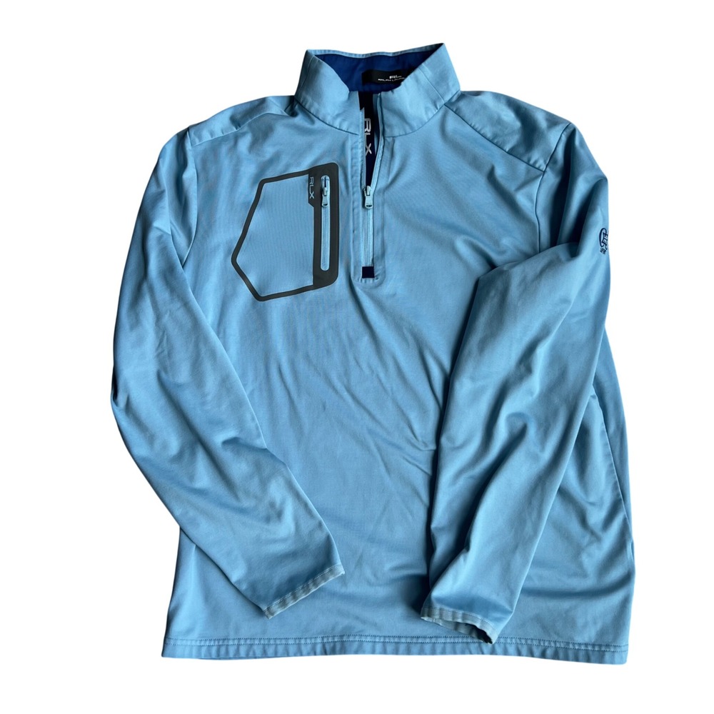 RLX Ralph Lauren Pullover Mens Large Blue Quarter Zip Golf Long Sleeve Logo